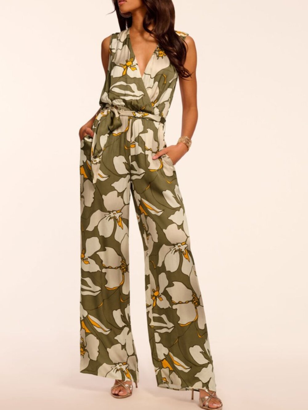 Ramy Brook Hollie Floral Wide-Leg Jumpsuit Size L NWOT